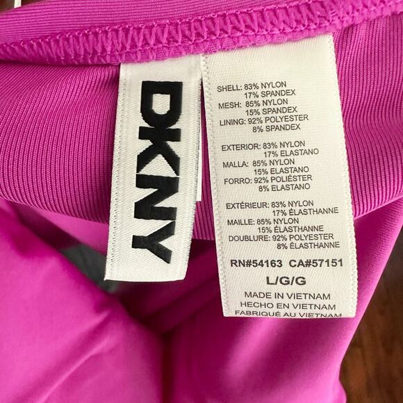 DKNY Triangle Halter One Piece Swimsuit Carnation Pink Size Large - Picture 8 of 10